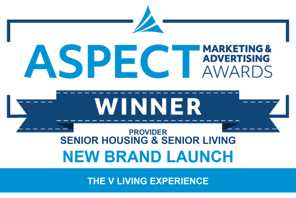 Aspect Awards Badge 1st Place Winner New Brand Launch Senior Housing and Senior Living