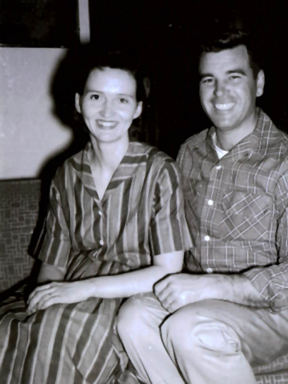 A past moment in time when Margie and Kenny were sitting on a couch.