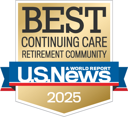 U.S. News 2025 Best Continuing Care Retirement Community award badge earned by an Arrow Senior Living community for excellence in senior care.